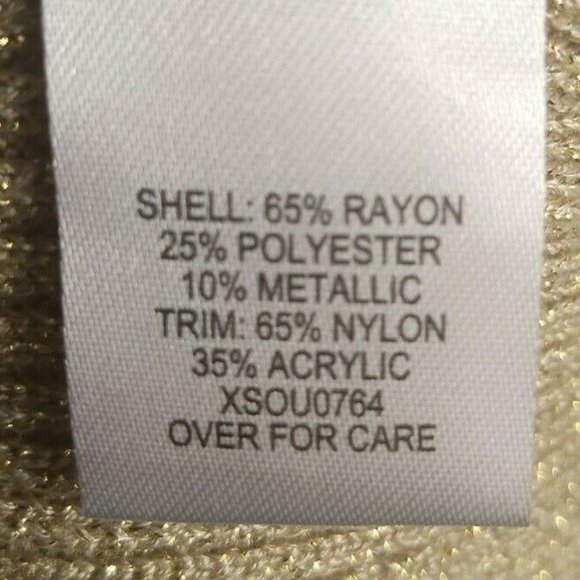 ^ NY Collection Women's Large NWT Knit Off Shoulder Gold Metallic Top … - Picture 6 of 6